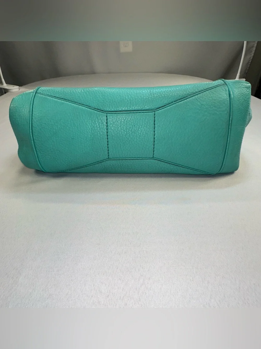 KATE SPADE Turquoise Satchel Purse Handbag Striped Interior Roomy